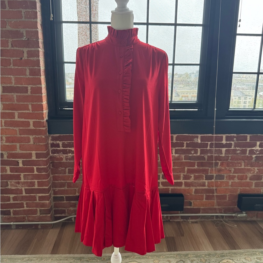 Tuckernuck Red Ruffled Bishop Sleeve Dress